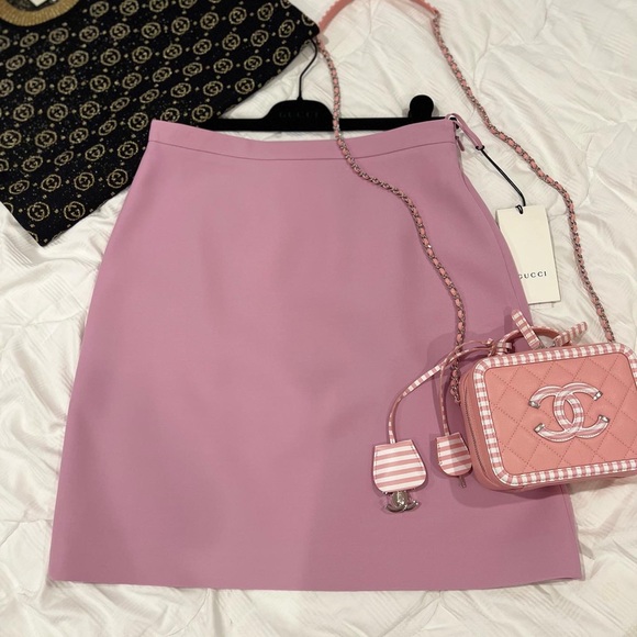 NWT!💗 Gucci Cady Crepe Wool Silk Lilac Rose 💗(Mauve color) Skirt sz 44 US sz6